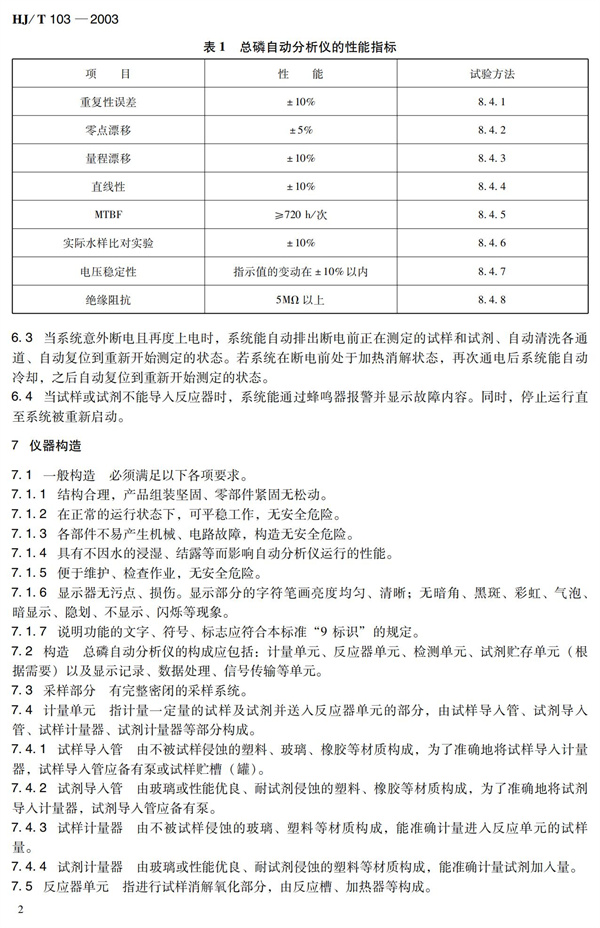 《總磷水質(zhì)自動分析儀技術(shù)要求》HJT 103-2003(圖6)